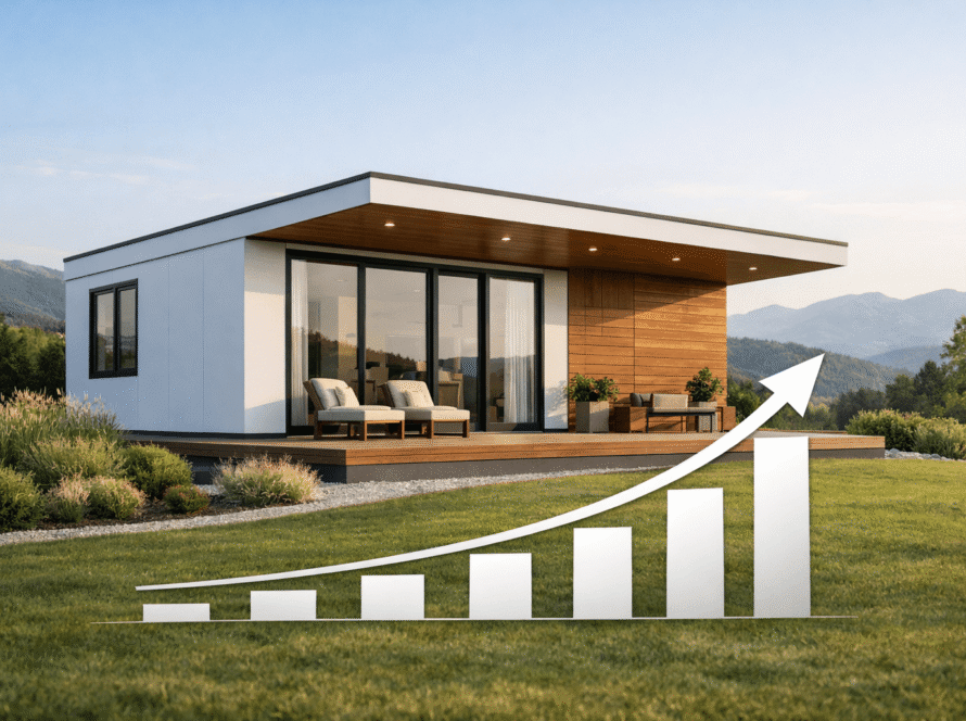 Prefabrik ev fiyatları yıllara göre değişim grafiği modern prefabrik ev görseli